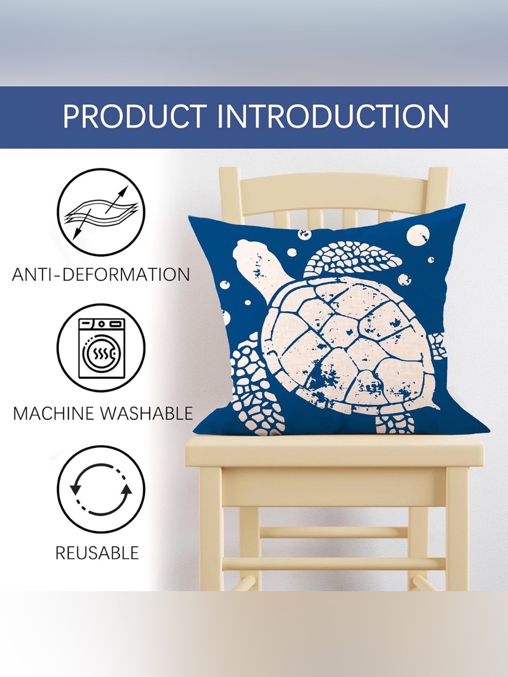 ✴️New✴️Navy Turtle Decorative Throw Pillow Cover (No Insert)